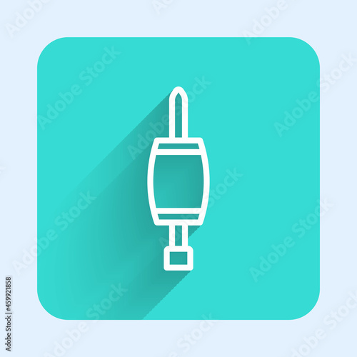 White line Screwdriver icon isolated with long shadow background. Service tool symbol. Green square button. Vector