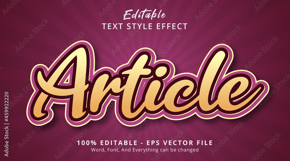 Editable text effect, Article text on nicely color combination style