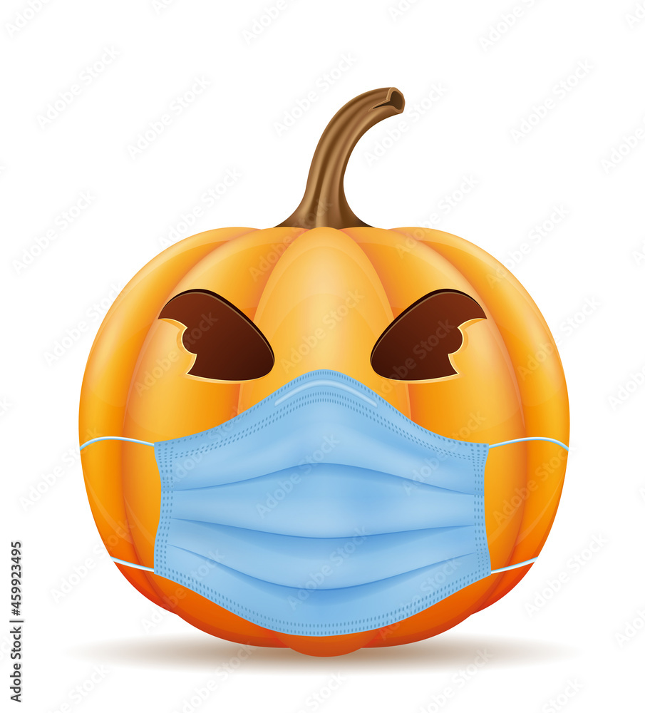 pumpkin for the holiday halloween in a mask from viruses vector illustration pumpkin for the holiday halloween in a mask from viruses vector illustration