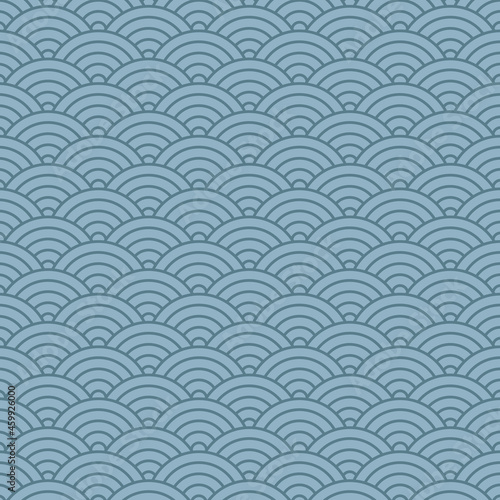 Traditional Chinese texture. Japanese seamless wave pattern. Oriental New Year background. Flat vector illustration.