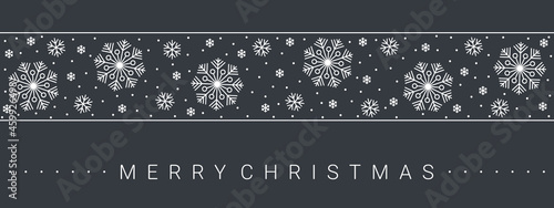Banner with snowflakes. Christmas or New Year background with inscription. Vector illustration