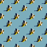 flat seamless pattern of peeled bananas on a blue background