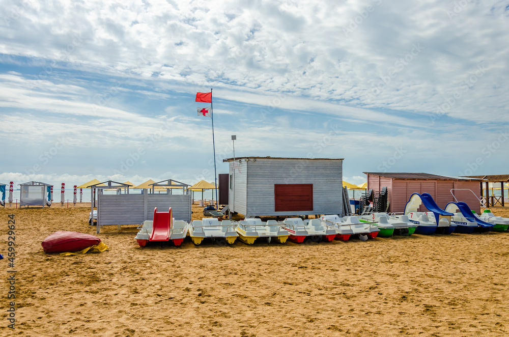 Catamarans on the beach on the sand. Catamarans on the beach on the sand.