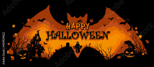 Halloween Illustration on a bat background. Happy Halloween Vectors. Halloween posters