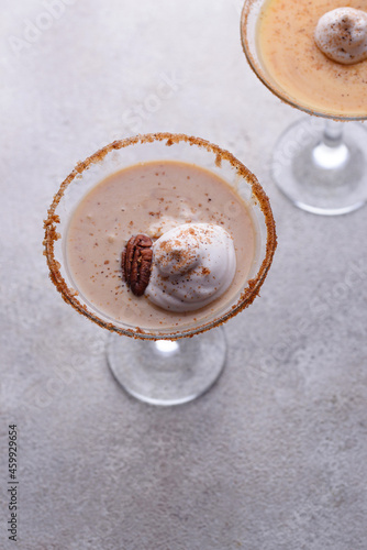 Creamy pecan caramel martini cocktail