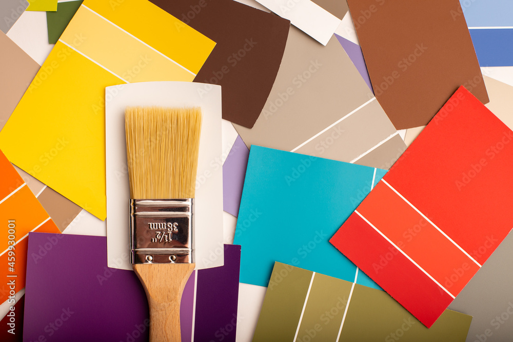 Interior design paint swatches. Pantone pallette reference for home renovations. Paint chips
 - obrazy, fototapety, plakaty 