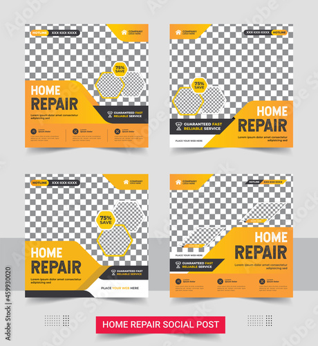 Handyman or home repair social media post design, Handyman home repair flyer social media post & web banner design template