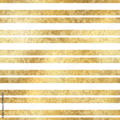 Festive Vector Geometric Striped Golden Seamless Pattern. Classic shiny gold foil repeat texture with horizontal lines. White stripes holiday luxury glow print for digital paper, background, wallpaper