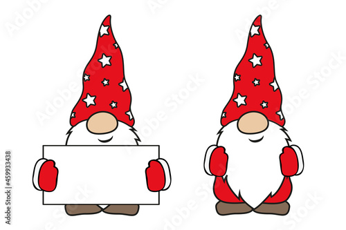 christmas cute gnomes with red clothes and blank card
