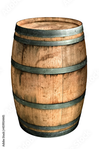 large wooden barrel isolated on white background