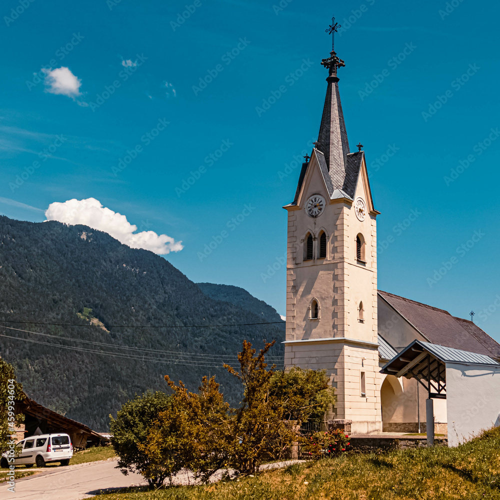 Beautiful church at Kellerberg, Kaernten, Austria on a sunny summer day