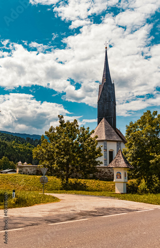 Beautiful church near Mauthbruecken, Kaernten, Austria on a sunny summer day