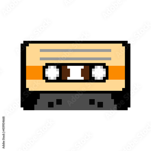 Retro cassette pixel art for tape recorder. Boombox cassette 8 bit