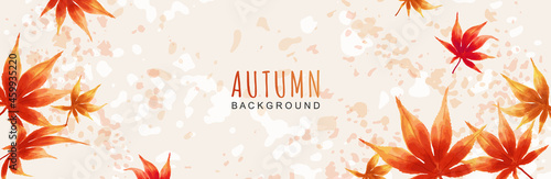 Autumn background with colorful watercolor leaves. Leaf fall. Japanese maple leaf. Vector illustration 