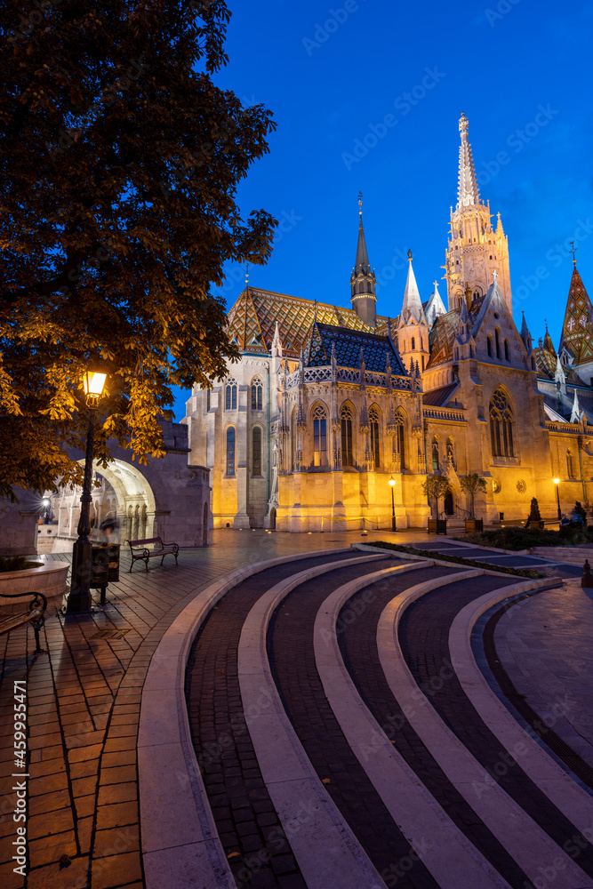 Matthias church at evening in Budapest in Hungary