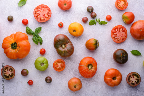 Assortment of different colorful tomatoes