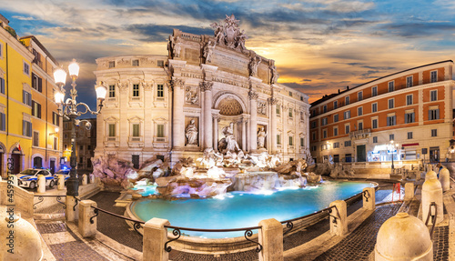 Trevi Fountain at sunset, Rome, no people
