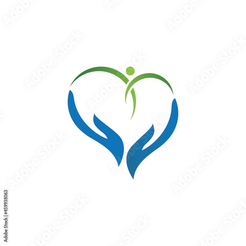 Kindness and charity icon, Hand and heart.