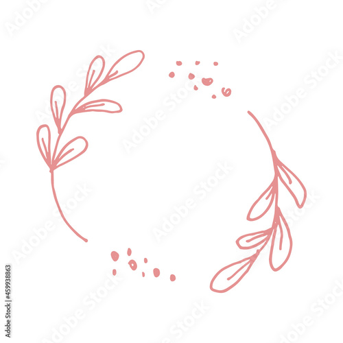 Vector hand drawn floral pink frame