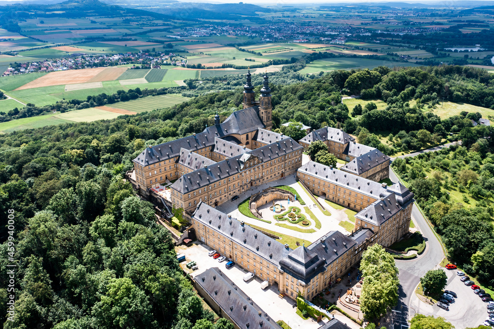 Aerial view of Banz Monastery, former Benedictine monastery, South German  Baroque, near Bad Staffelstein, Lichtenfels district, Franconian ,  Franconia, Bavaria, Germany, Stock Photo | Adobe Stock
