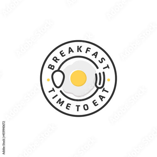 Breakfast restaurant with spoon fork egg hipster vintage retro badge emblem logo design