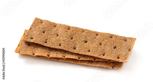 Crispbreads isolated on a white background. Several rye breads, a healthy snack