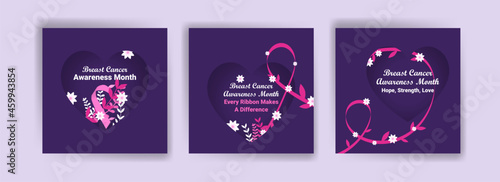 Social media post template for breast cancer awareness. Women's healthcare. Celebrate annual. Medic concept.