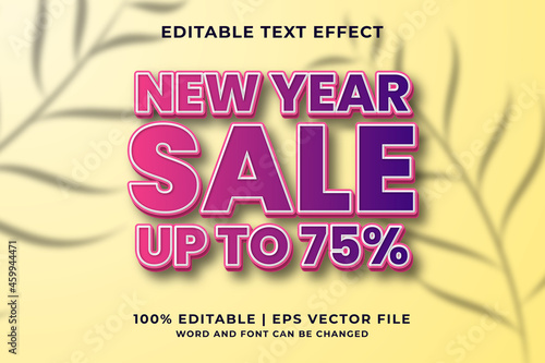 Editable text effect -New Year Sale template style premium vector