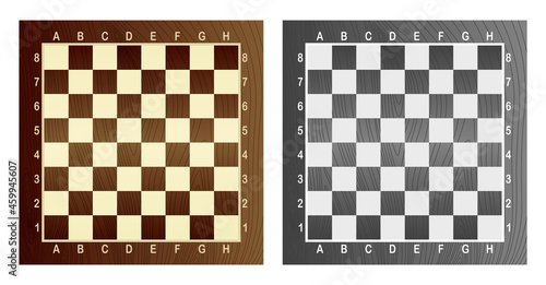 Two empty chess board. Concept of graphic illustration. Art design checkered, checkerboard or chessboard