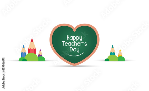 School chalkboard with education element pencil. Happy teachers day vector illustration