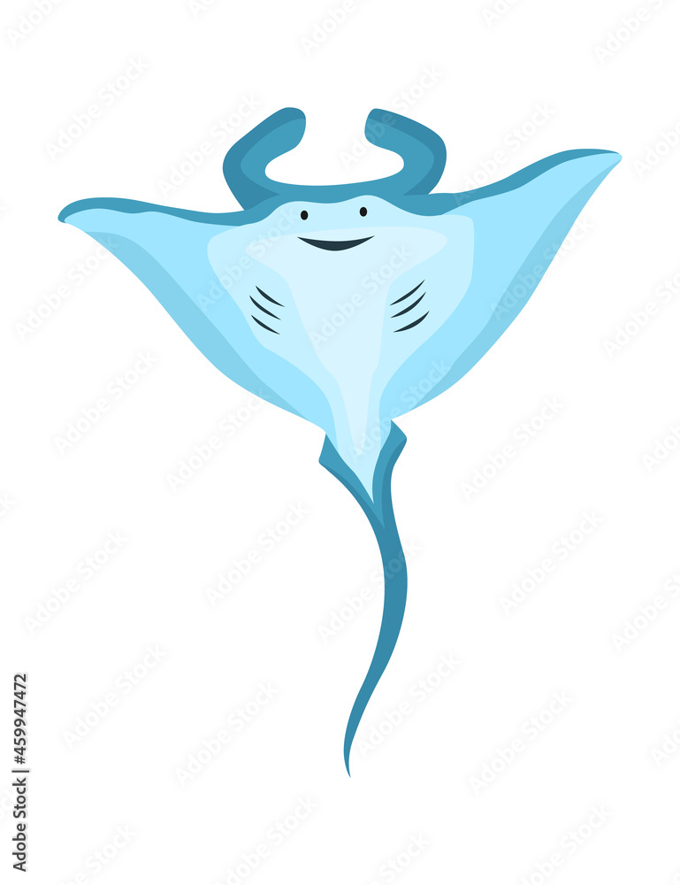 Obraz premium Stingray - sea and ocean animal. Fauna character in flat cartoon style. cute colorful object isolated on white background