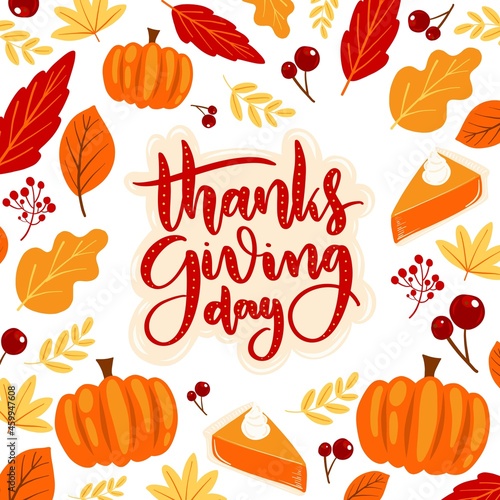 thanksgiving day lettering background vector design illustration