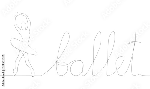 Self drawing of continuous line drawing of woman ballet dancer.