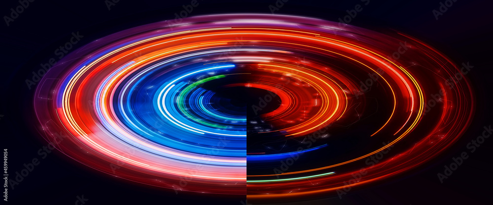 Abstract Rainbow light trails on the dark background Abstract Rainbow light trails on the dark background
