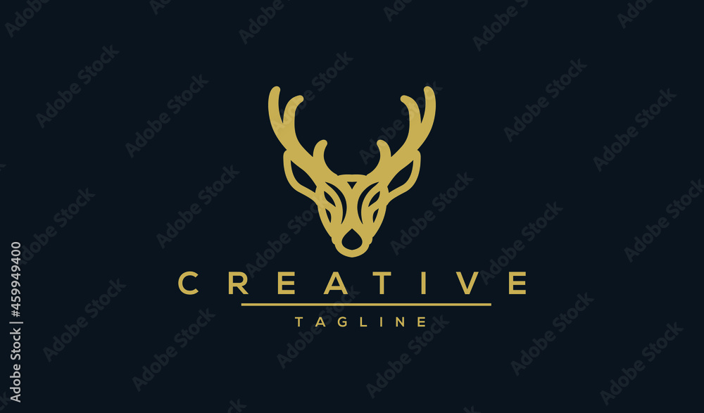 unique deer circular logo design icon, deer head circular icon, geometric deer logo concept, rain deer illustration in golden color unique deer circular logo design icon, deer head circular icon, geometric deer logo concept, rain deer illustration in golden color