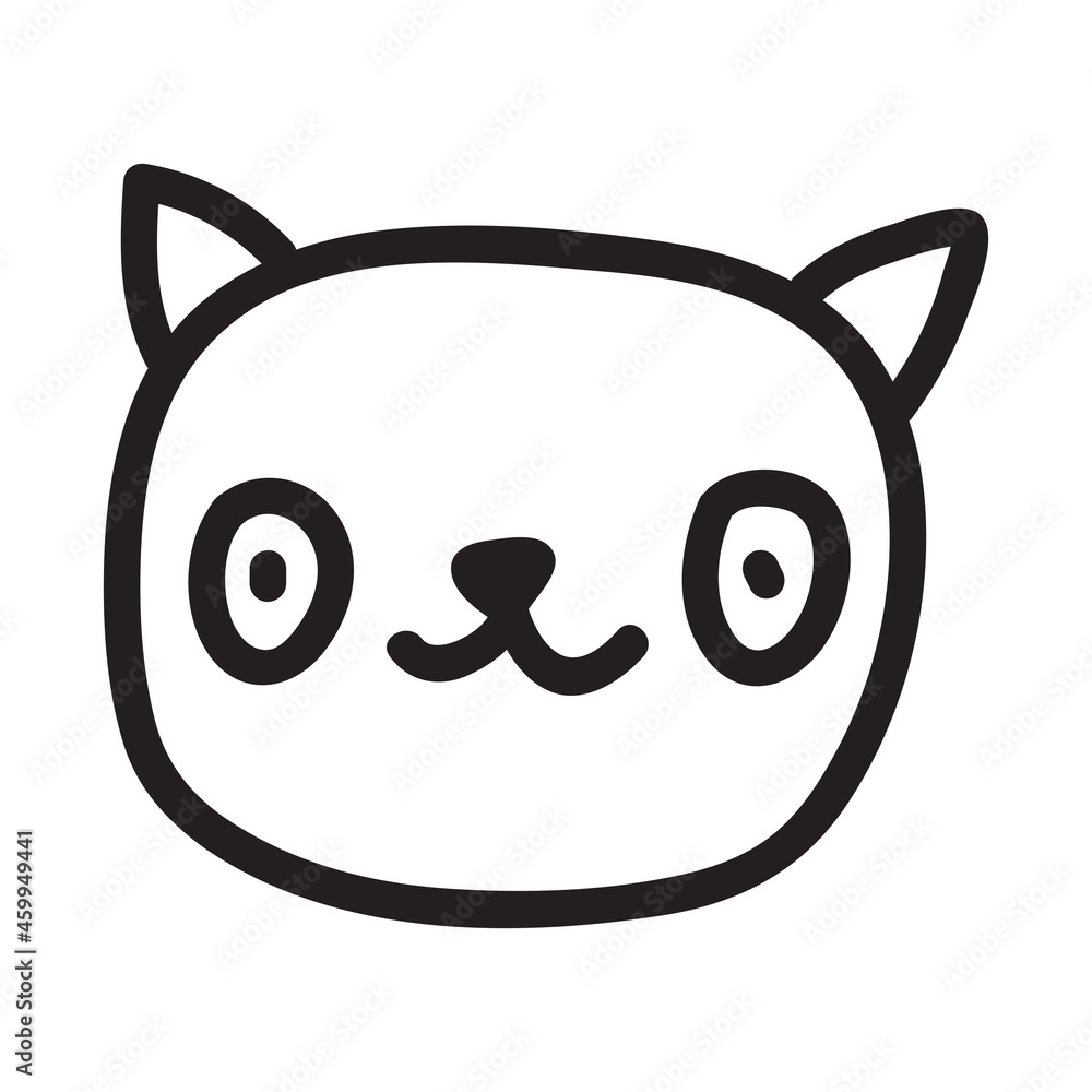 Cartoon black cat drawing. Simple and cute kitten silhouette Cartoon black cat drawing. Simple and cute kitten silhouette