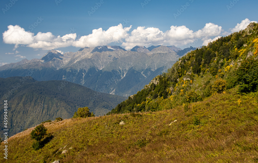 Caucasus mountains ridge in Sochi National Park 