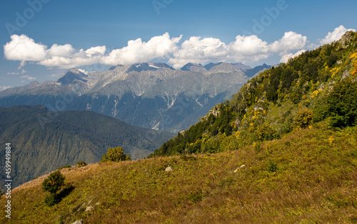 Caucasus mountains ridge in Sochi National Park "Krasnaya Polyana" 