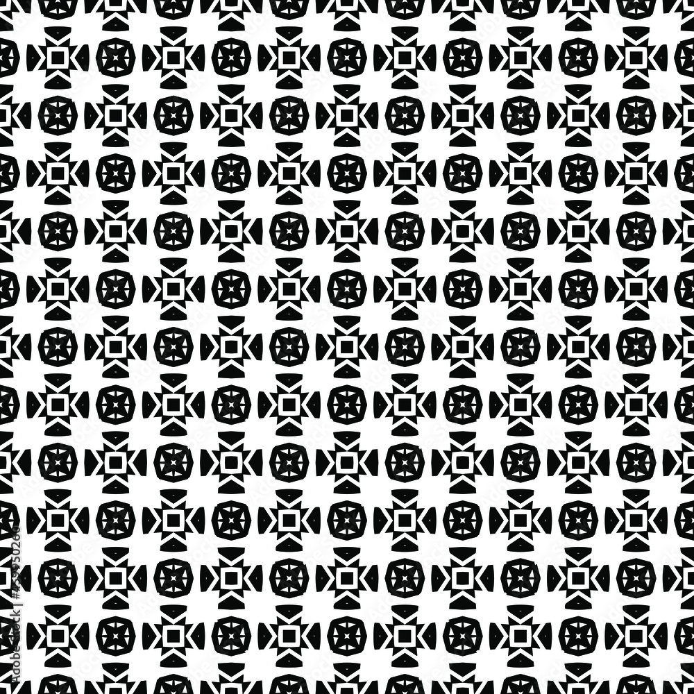 Fototapeta premium Black and white surface pattern texture. Bw ornamental graphic design. Mosaic ornaments. Pattern template. Vector illustration.