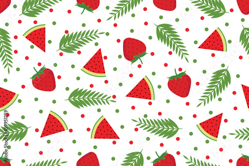 Watermelon strawberry seamless pattern vector