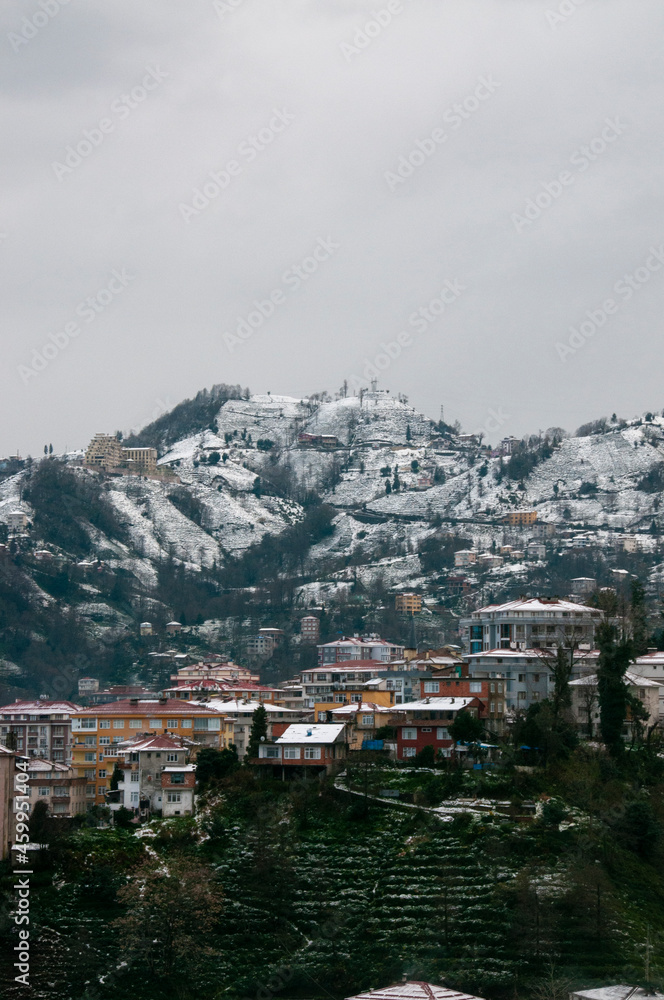 Obraz premium Winter scenery in Çamlıhemşin in Rize