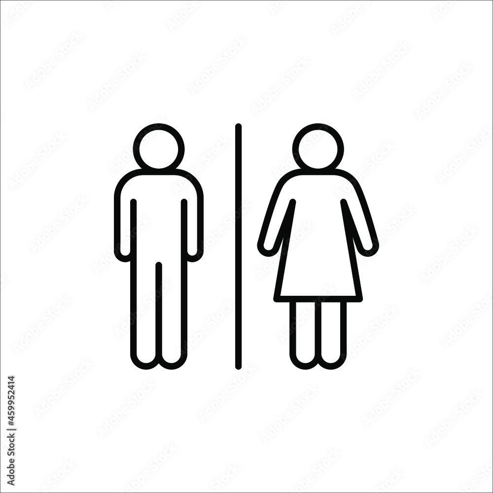 Restroom sign. Toilet sign with lady, man and person, vector illustration on white background Restroom sign. Toilet sign with lady, man and person, vector illustration on white background
