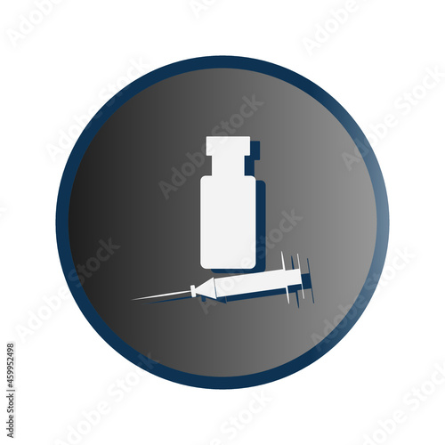 vector medical icon for pandemic vaccine ampoule and syringe. Image of covid-19 vaccine and syringe. Illustration of antiviral vaccine.