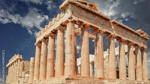 parthenon athens greece clouds traveling in autumn 