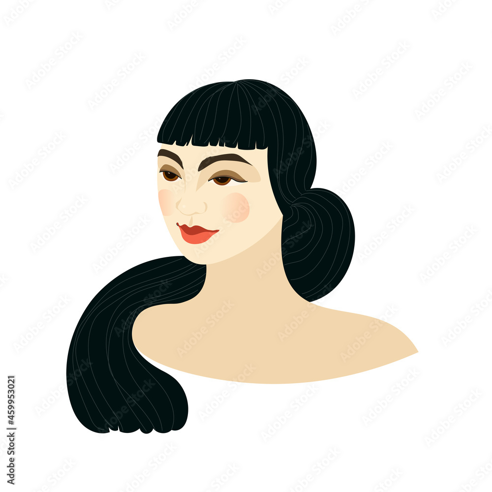 girl with black long tail and pale face girl with black long tail and pale face