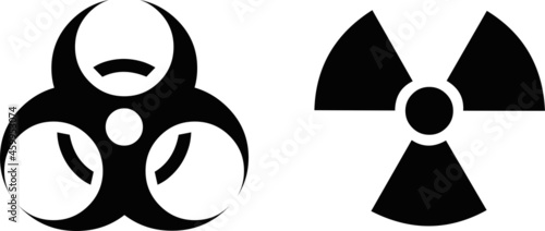 Vector illustration of radioactive and biohazard symbols