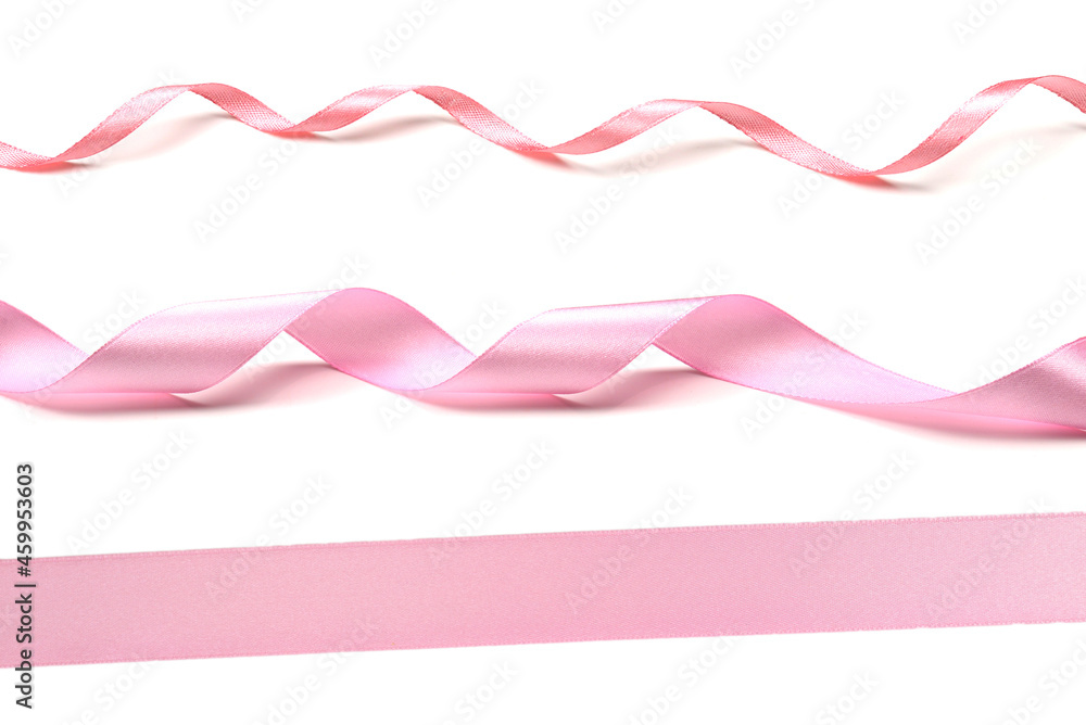 Pink curly ribbon isolated on white background Pink curly ribbon isolated on white background