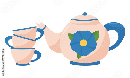 kids toy cute tea set isolated vector illustration