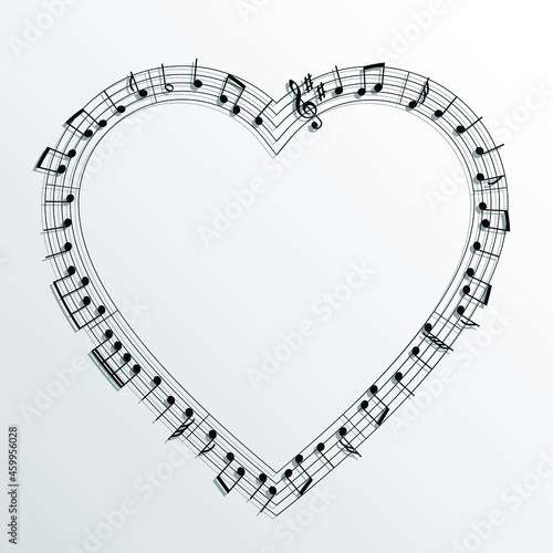 music note heart elegant frame background