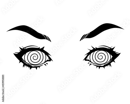 female eyes with hypnotizing spiral iris